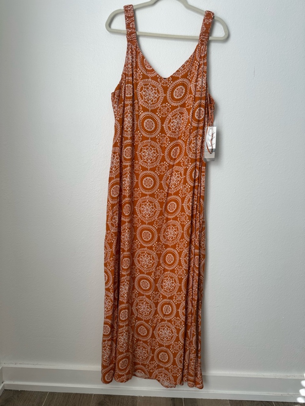 MSK Rayon Orange and White Printed Maxi Dress - Picture 8 of 9